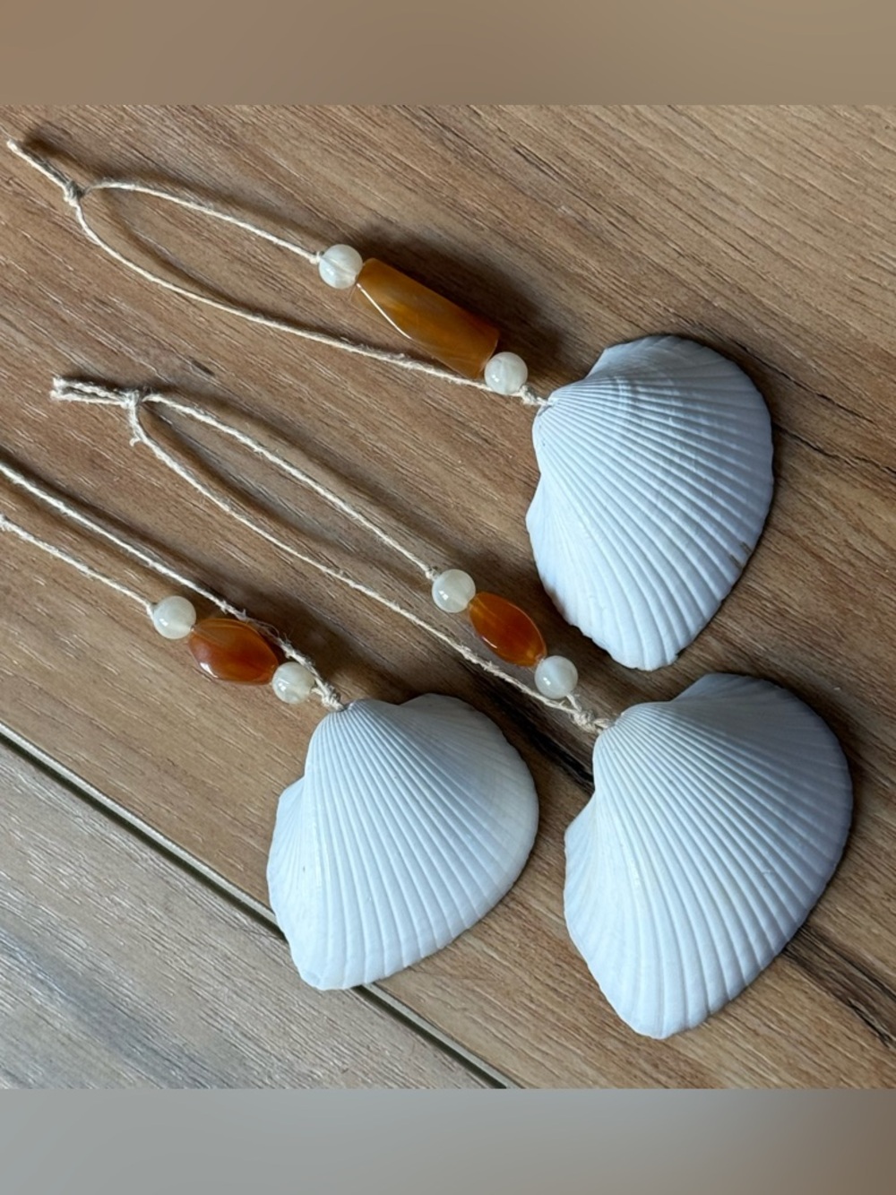 Seashell Ornament Décor Natural Beads White Shells Decoupage Center Gold Detail
